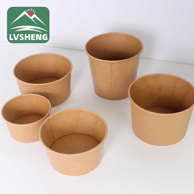 Biodegradable Kraft Paper Salad Bowl Bi Lid