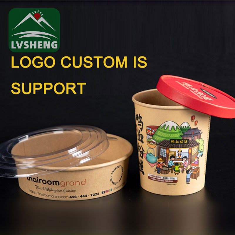 Logo çapkirî Kraft Paper Salad Bowl